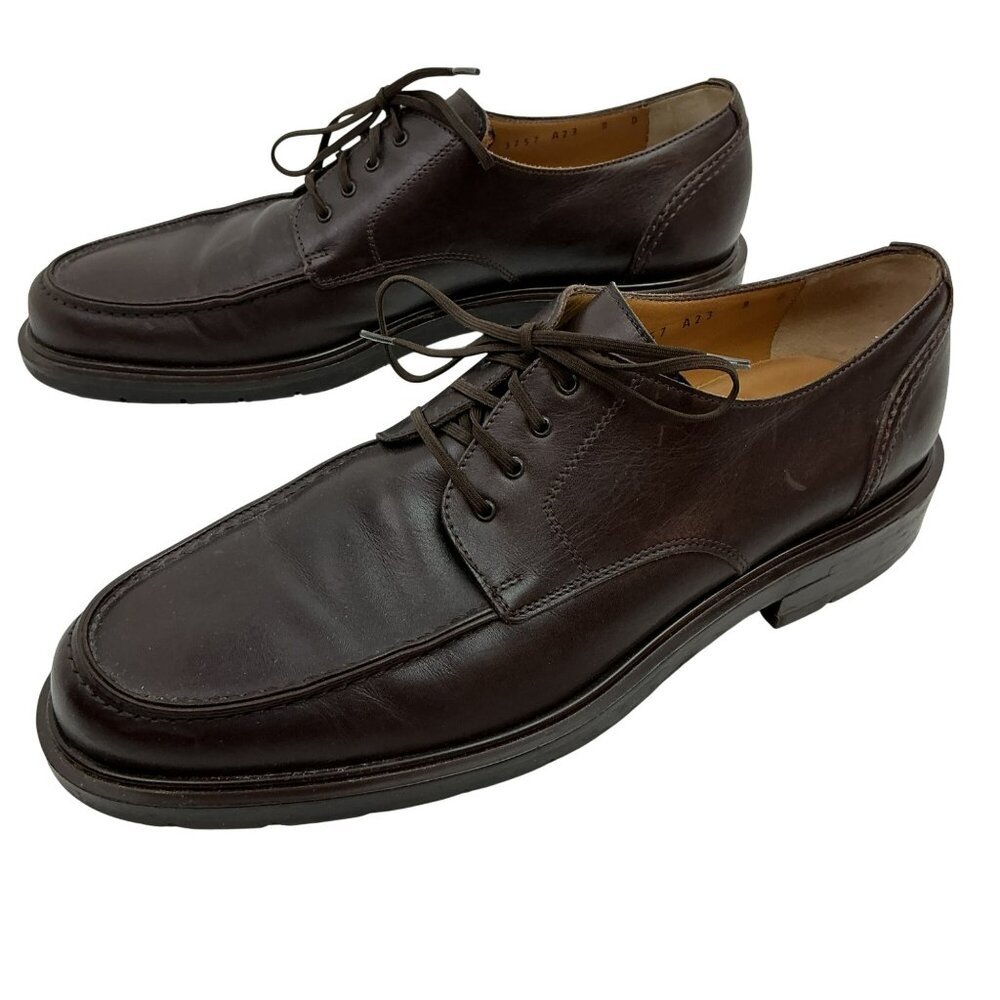 Salvatore Ferragamo Leather Lace-Up Dress Shoes Mens 9D Brown Made In Italy